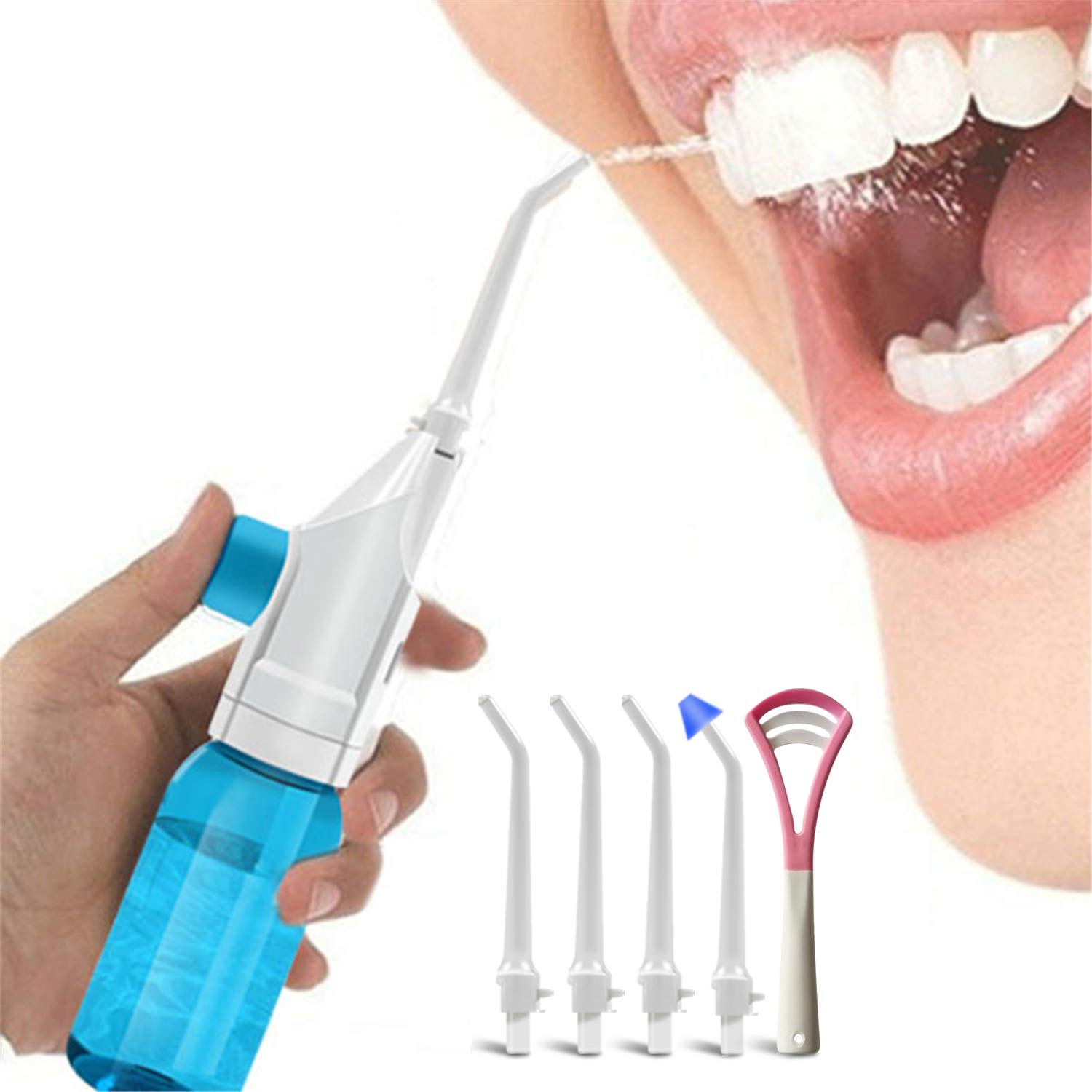 Portable Oral Irrigator for Home and Travel with 5pcs Nozzles and Tongue Scraper  
Travel Oral Irrigator for Dental Clea