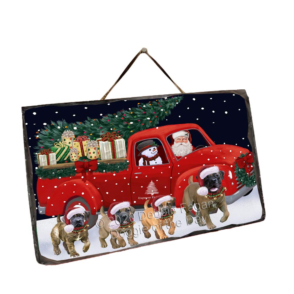 Doggie of the Day Christmas Express Delivery Red Truck Running Boerboel Dogs Wall Décor Hanging Photo - Decorative Home
