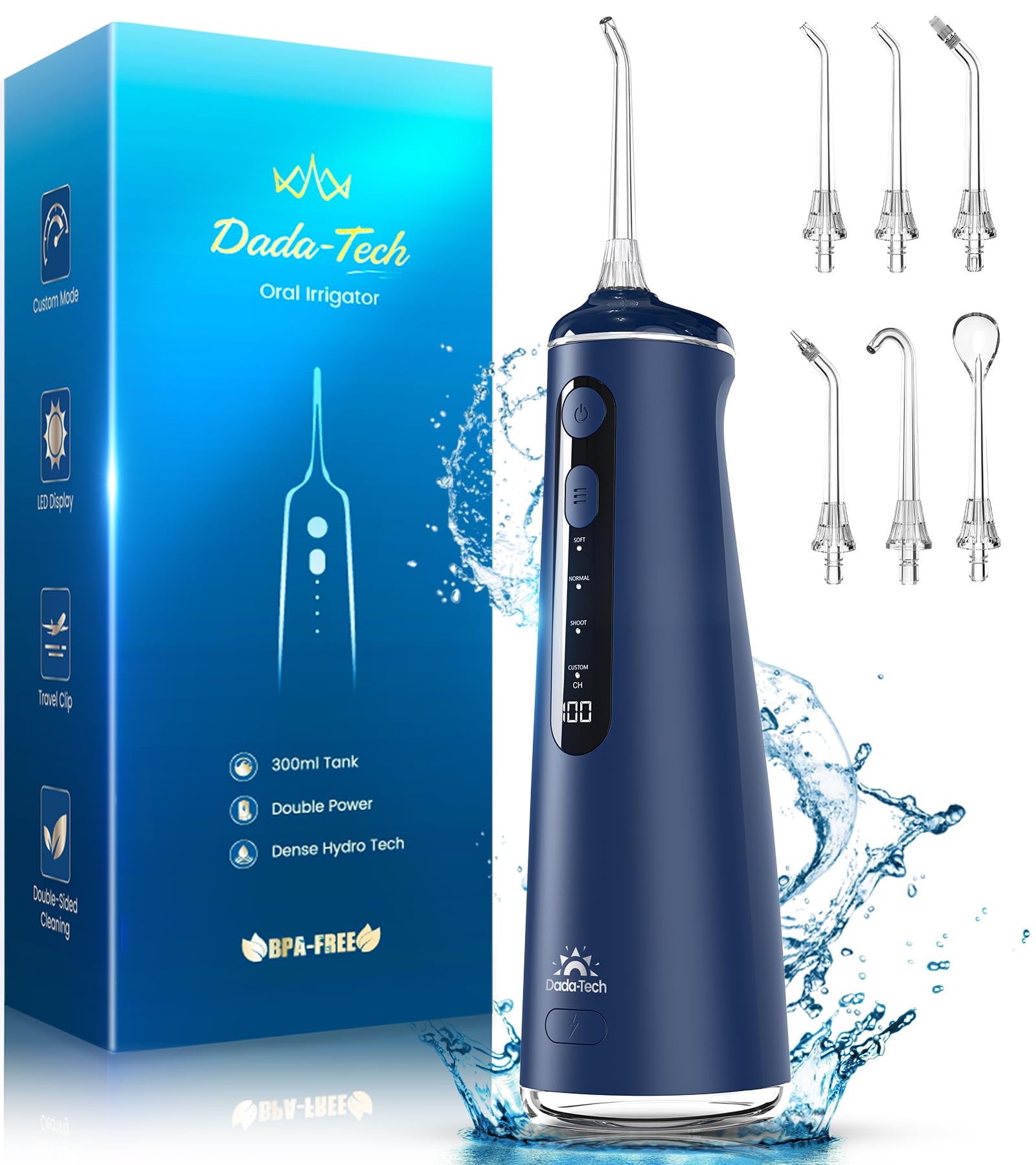 Cordless Oral Irrigator for Teeth Cleaning with 8 DIY Modes and 7 Jets (Blue)
| Portable Water Flosser for Braces Picks