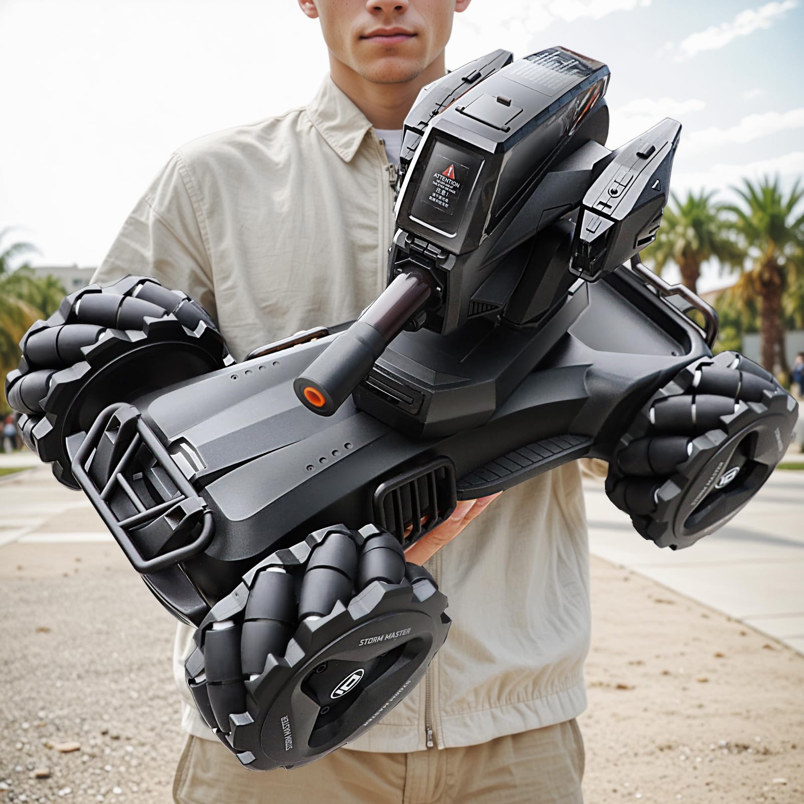 V997 Remote Control Monster Truck for Kids Age 14+, Large Water Battle 4X4 RC Car with Programming, 120Mins All Terrain