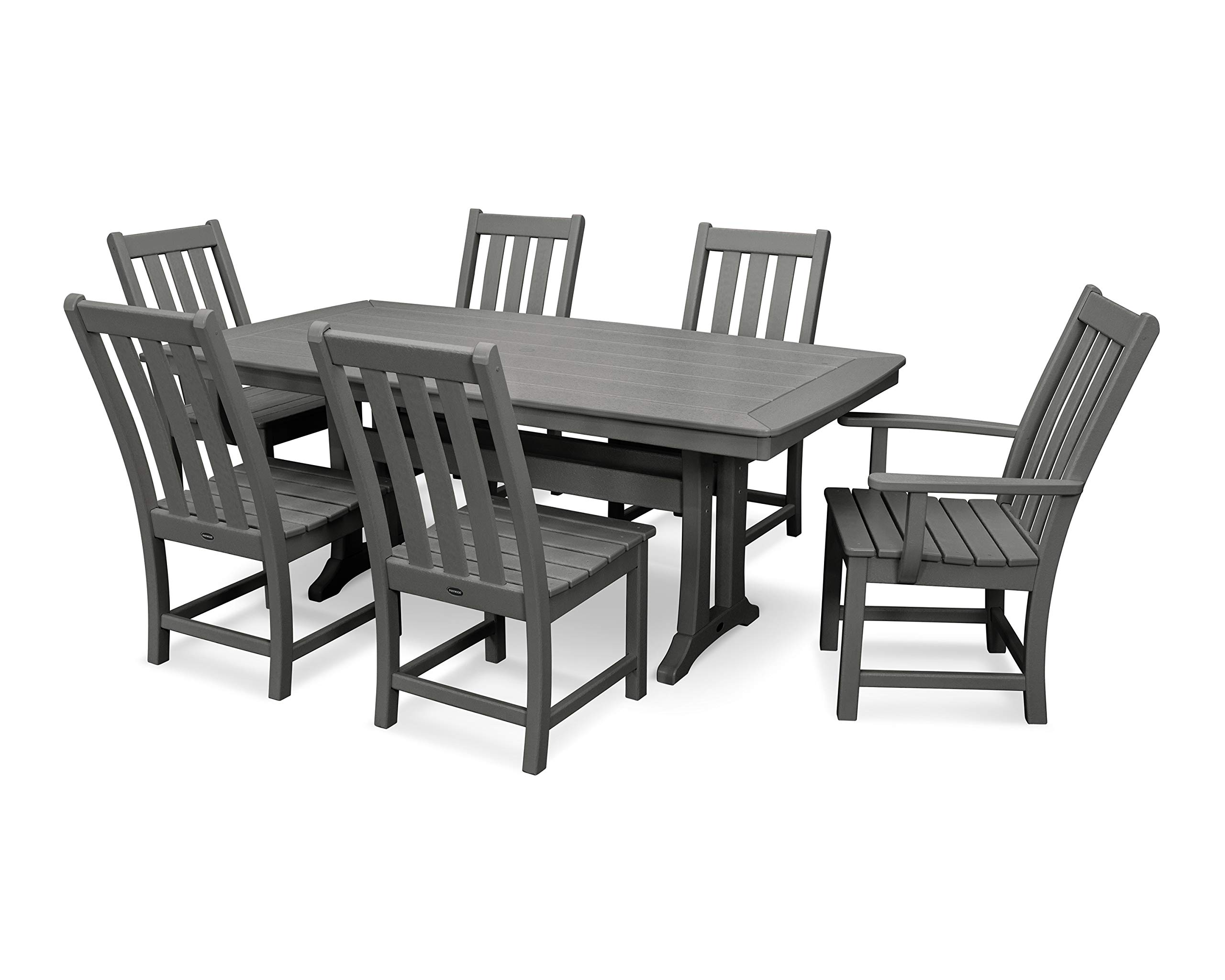 Polywood Vineyard Slate Grey 7-Piece Nautical Trestle Dining Set for Outdoor Living Spaces
| Polywood Vineyard Slate Gr