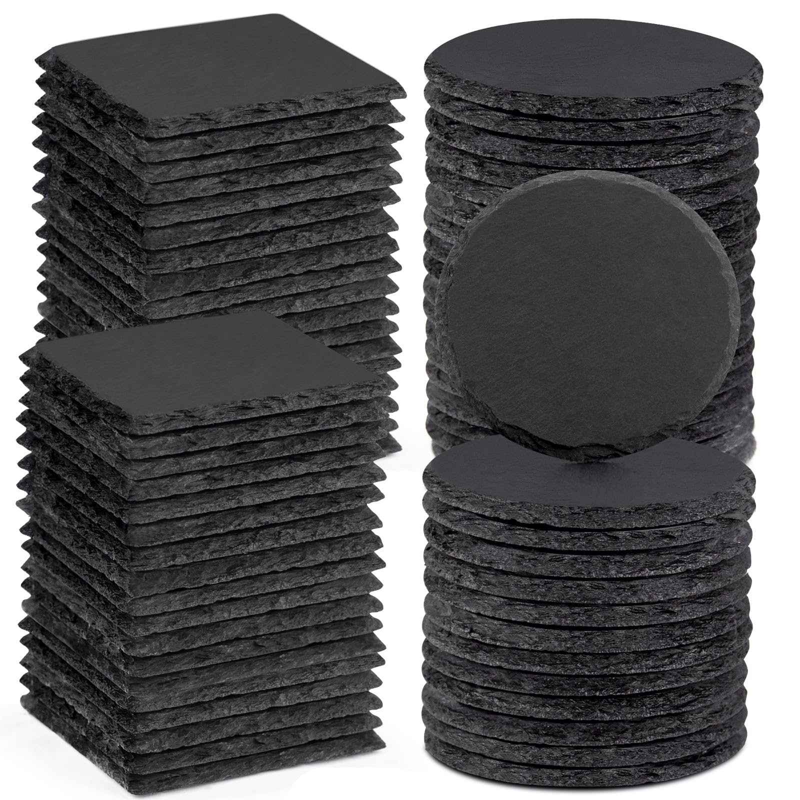 72 PCS Slate Coasters for Office and Home Engrave Decoration
| 36 PCS Square Slate Coasters and 36 PCS Round Stone Coas