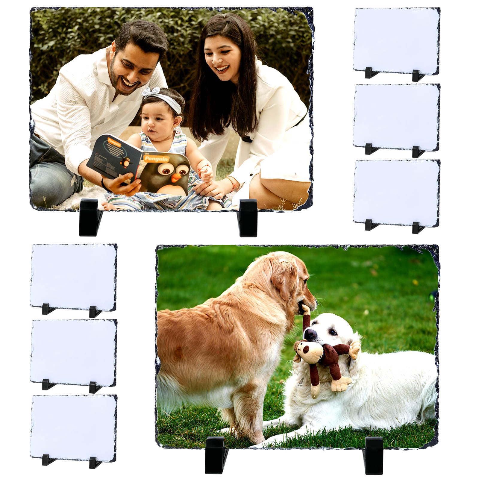 8 Pack Sublimation Slate Blanks for Memorial Photo Plaque, Personalized Photo Stone Rock Picture Frame
| Memorial Photo