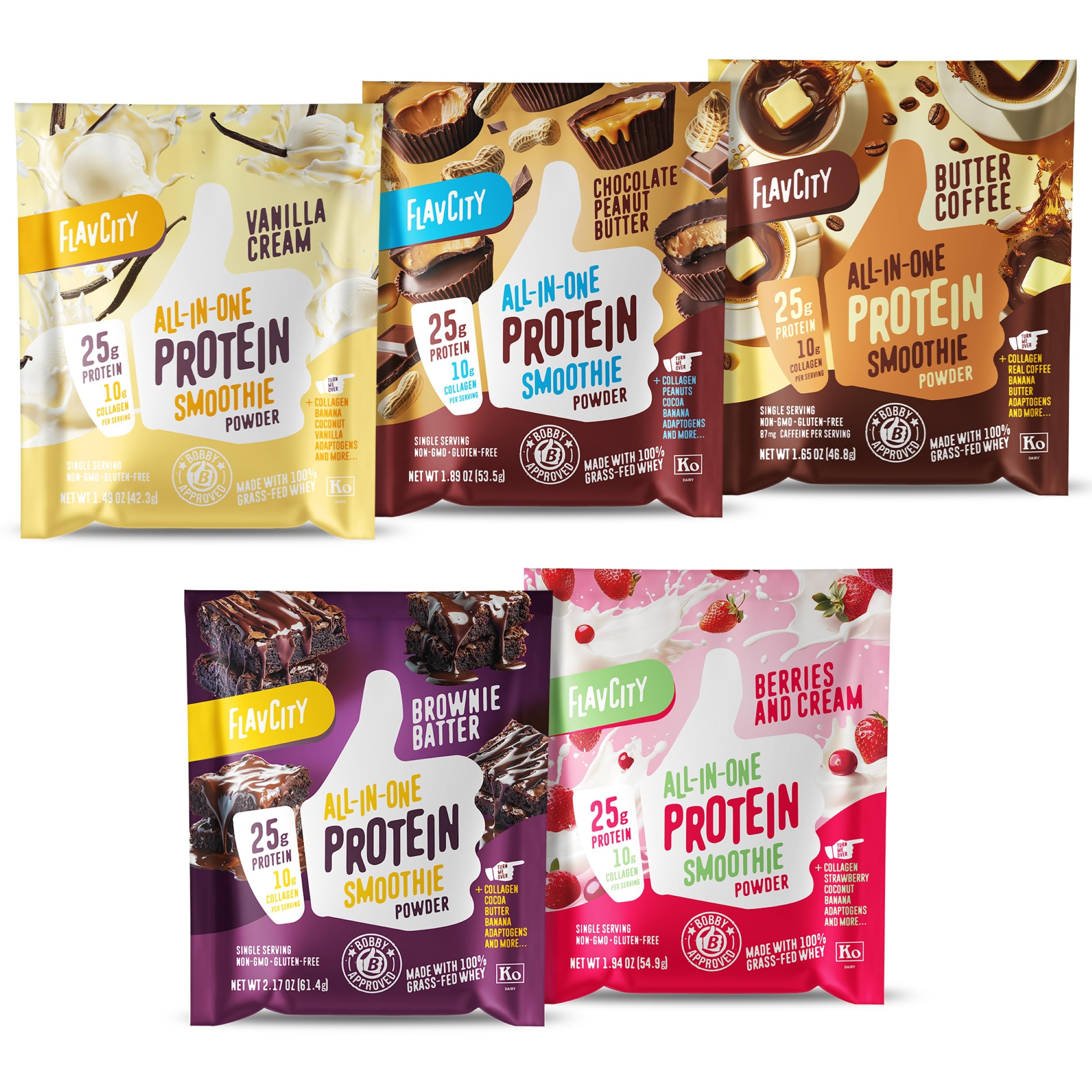 FlavCity Grass Fed Whey Protein Powder - 25g Protein & 10g Collagen - Gluten Free & No Added Sugars - For Muscle Growth